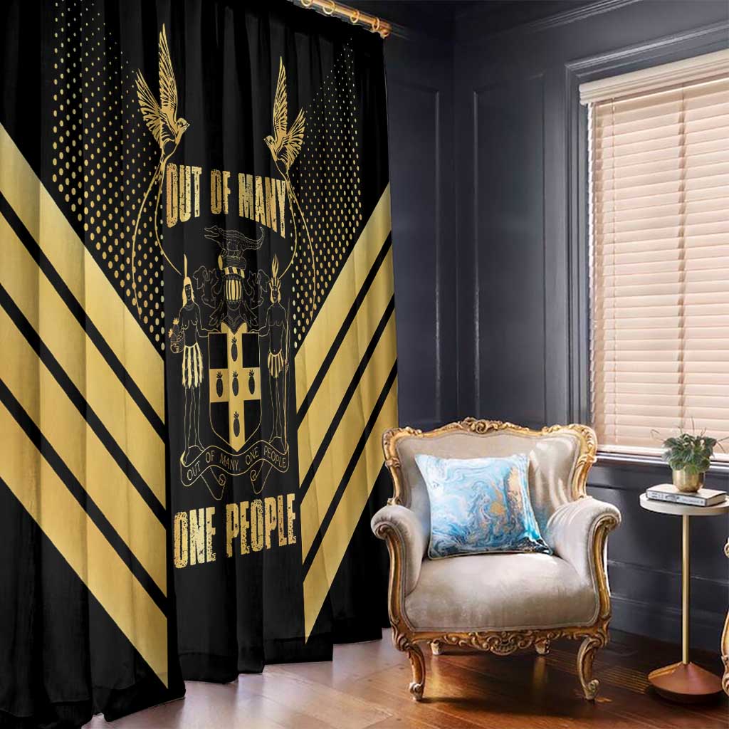 Jamaica Independence Day Window Curtain Out Of Many One People Gold Color