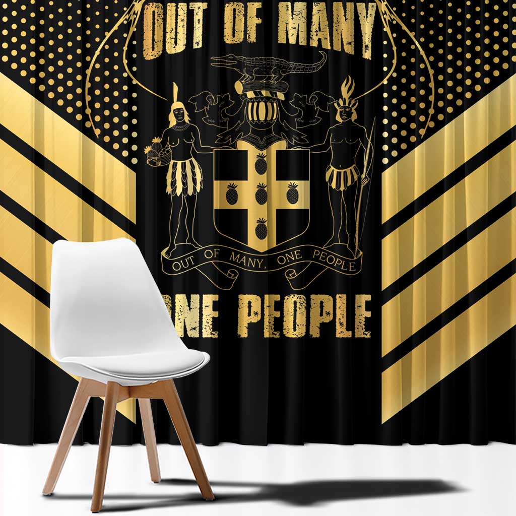Jamaica Independence Day Window Curtain Out Of Many One People Gold Color