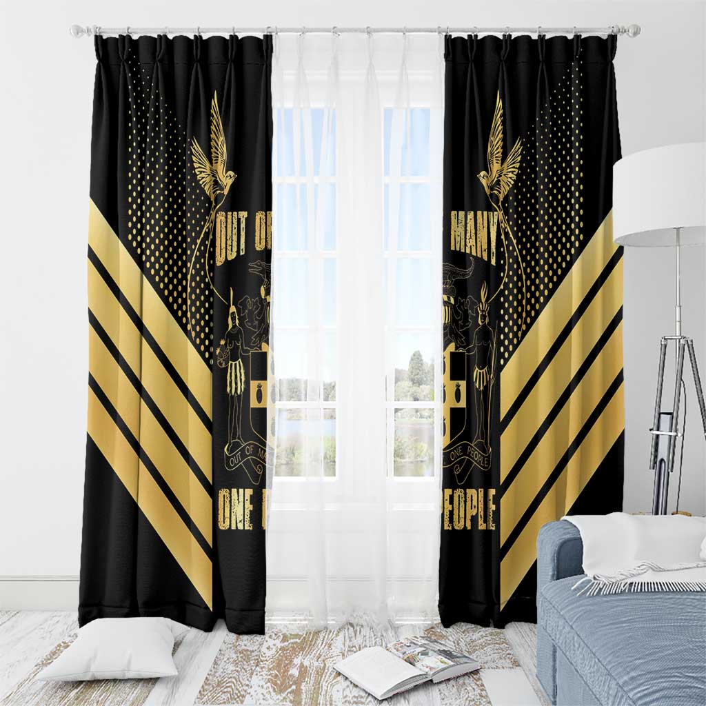 Jamaica Independence Day Window Curtain Out Of Many One People Gold Color