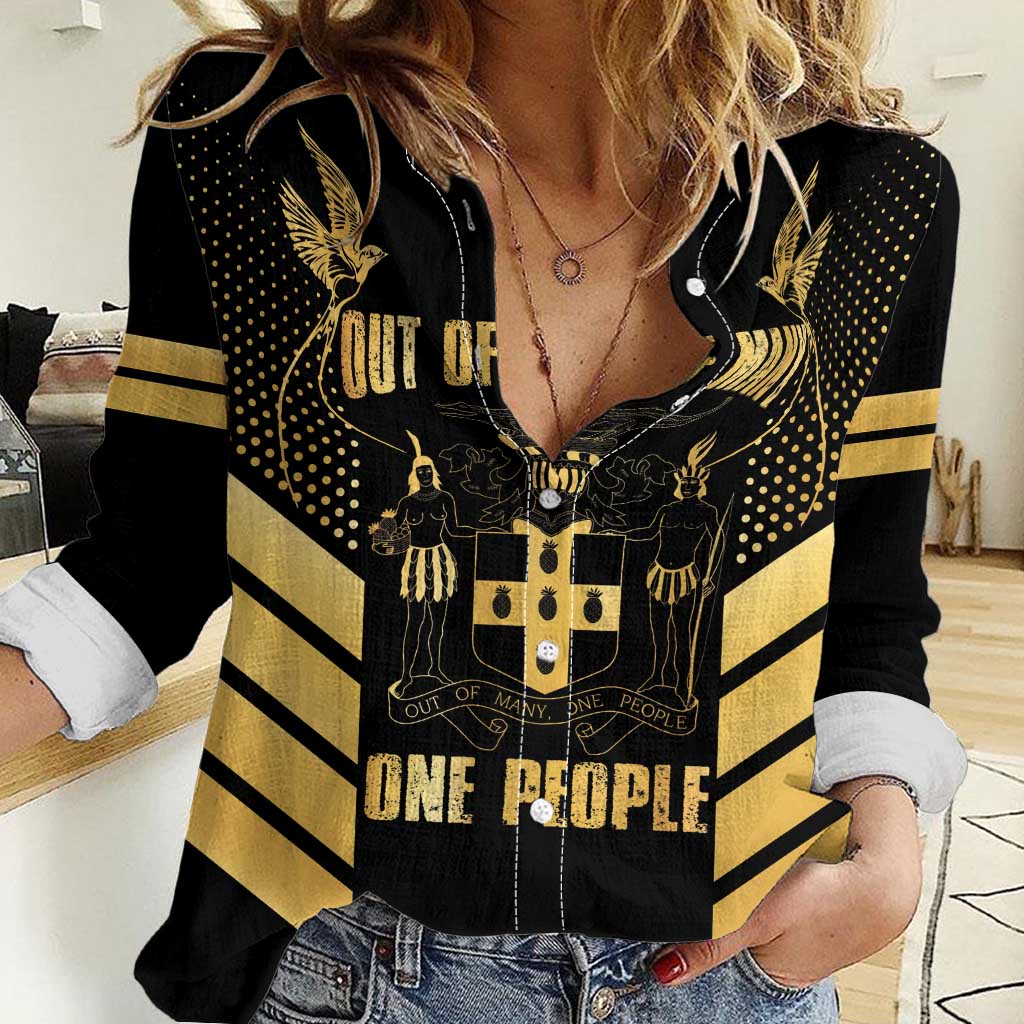 Jamaica Independence Day Women Casual Shirt Out Of Many One People Gold Color