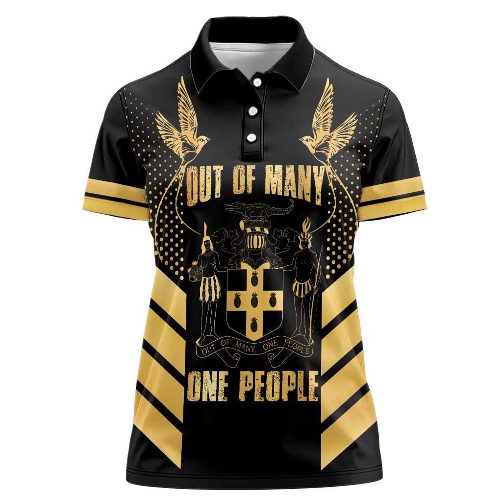 Jamaica Independence Day Women Polo Shirt Out Of Many One People Gold Color