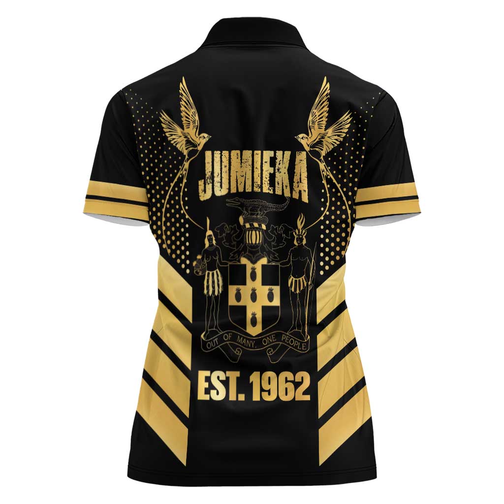 Jamaica Independence Day Women Polo Shirt Out Of Many One People Gold Color