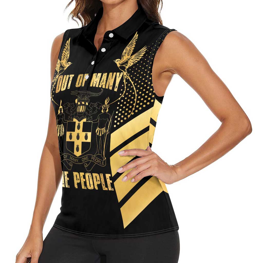 Jamaica Independence Day Women Sleeveless Polo Shirt Out Of Many One People Gold Color