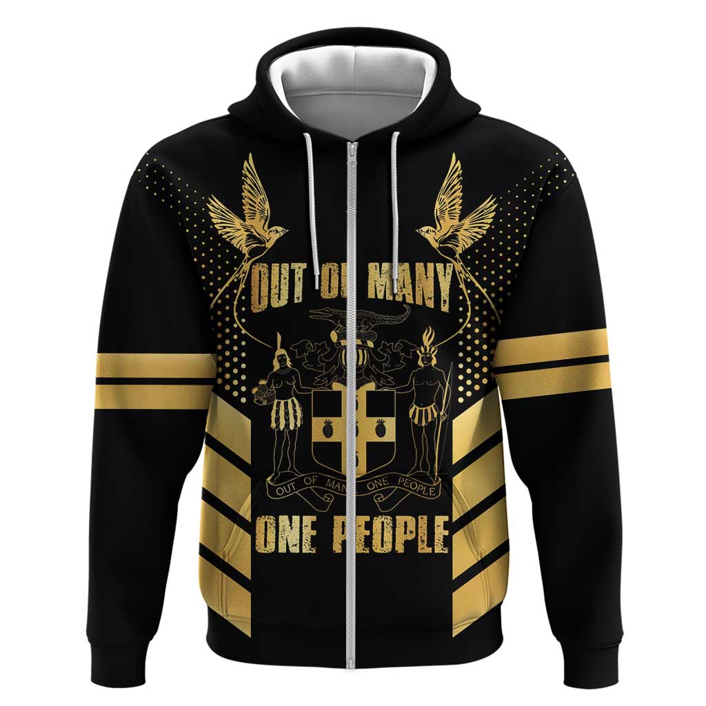 Jamaica Independence Day Zip Hoodie Out Of Many One People Gold Color