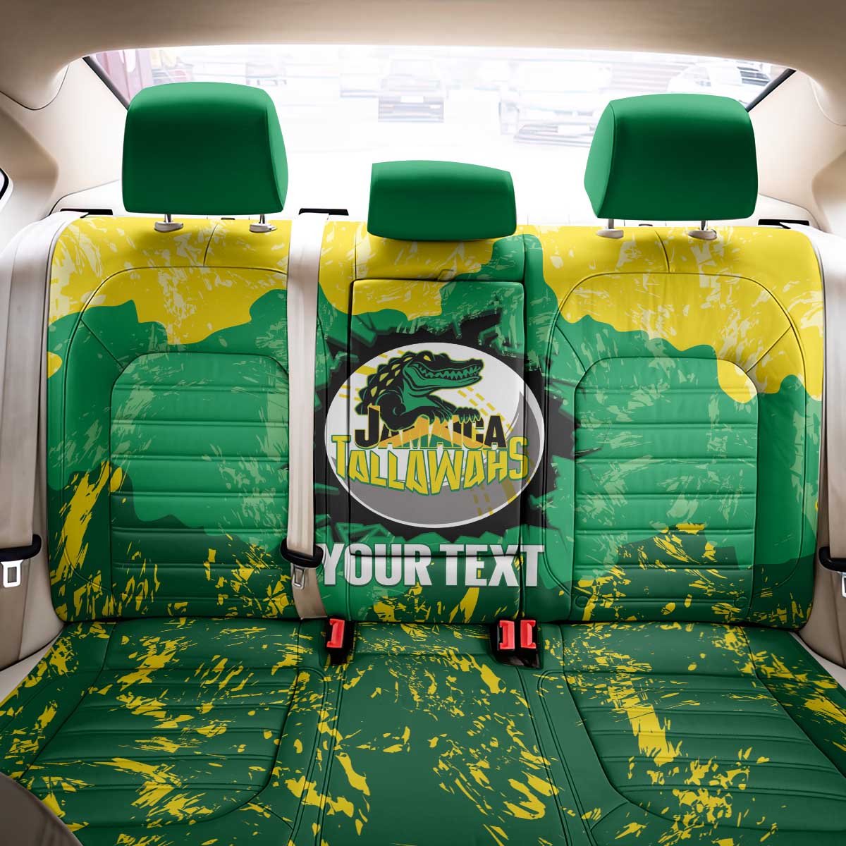 Custom Jamaica Cricket Back Car Seat Cover Go Champions Tallawahs Grunge Style