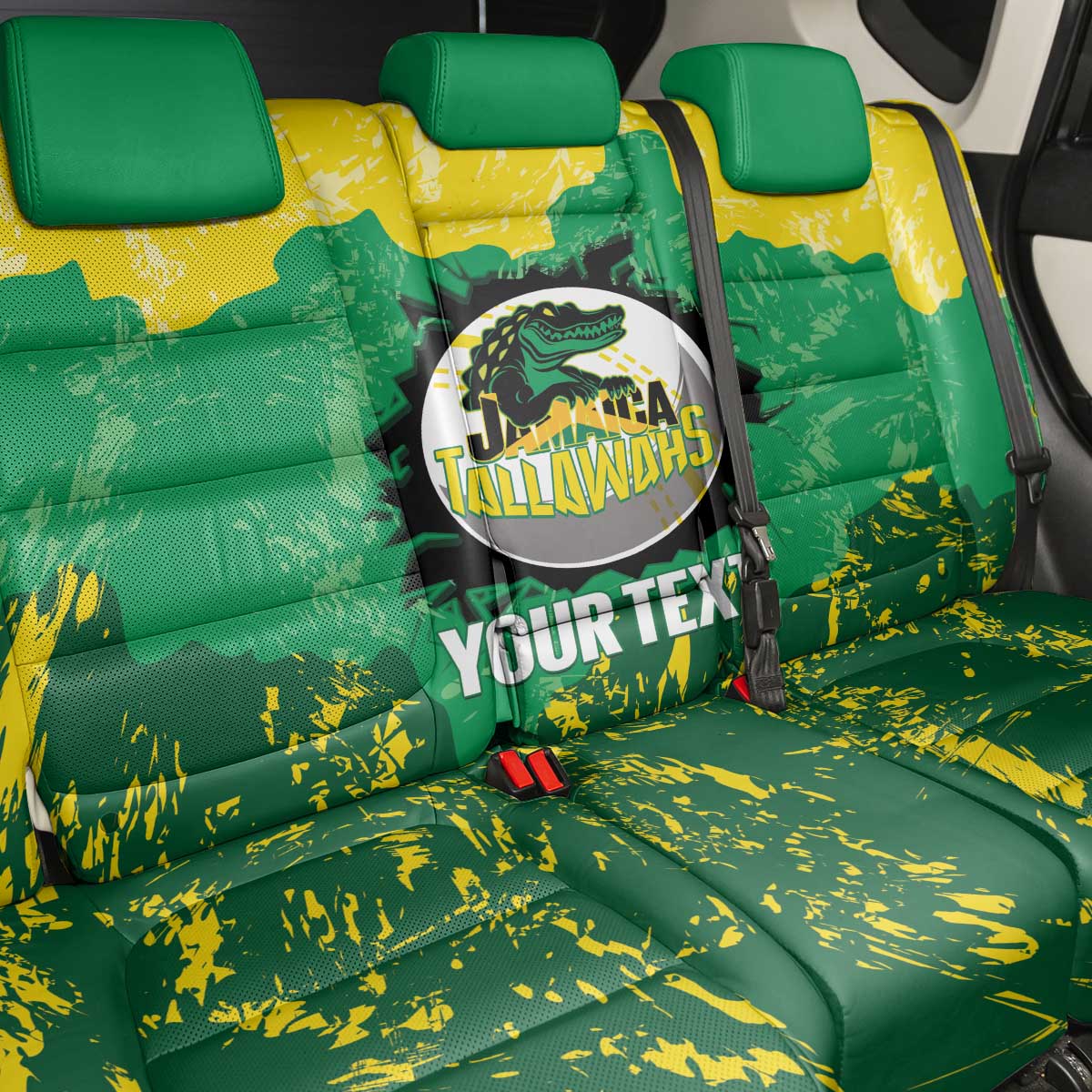 Custom Jamaica Cricket Back Car Seat Cover Go Champions Tallawahs Grunge Style