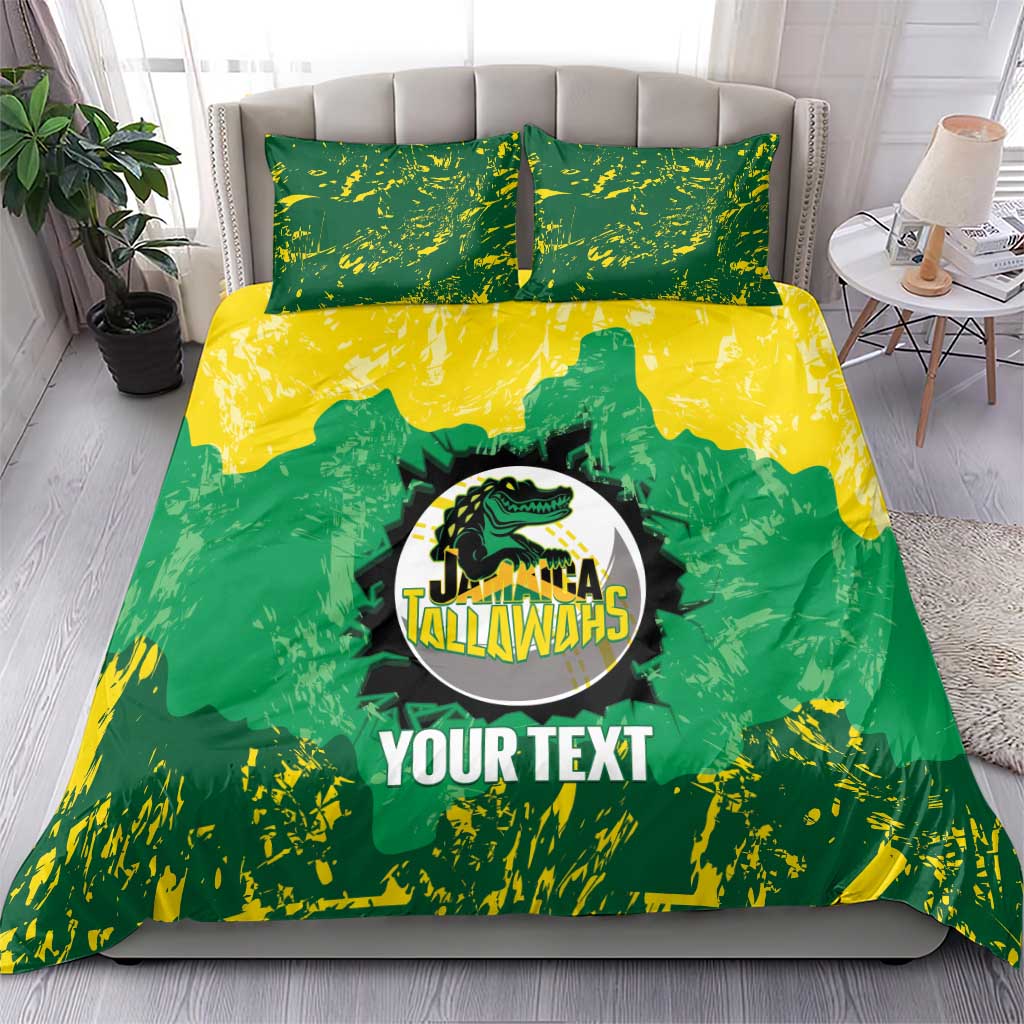 Custom Jamaica Cricket Bedding Set Go Champions Tallawahs Grunge Style