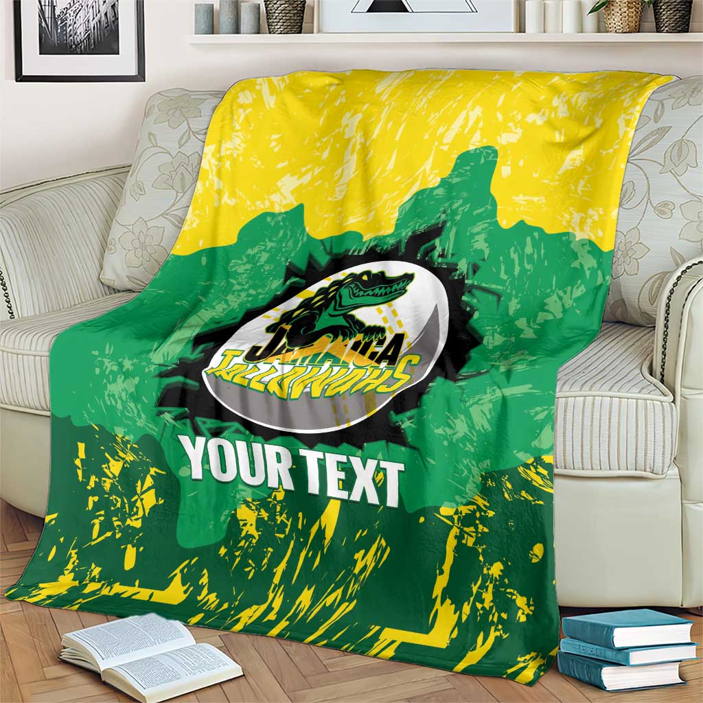 Custom Jamaica Cricket Blanket Go Champions Tallawahs Grunge Style