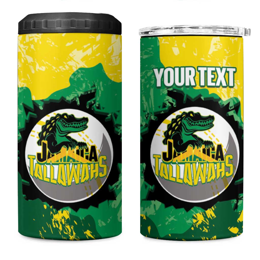 Custom Jamaica Cricket 4 in 1 Can Cooler Tumbler Go Champions Tallawahs Grunge Style