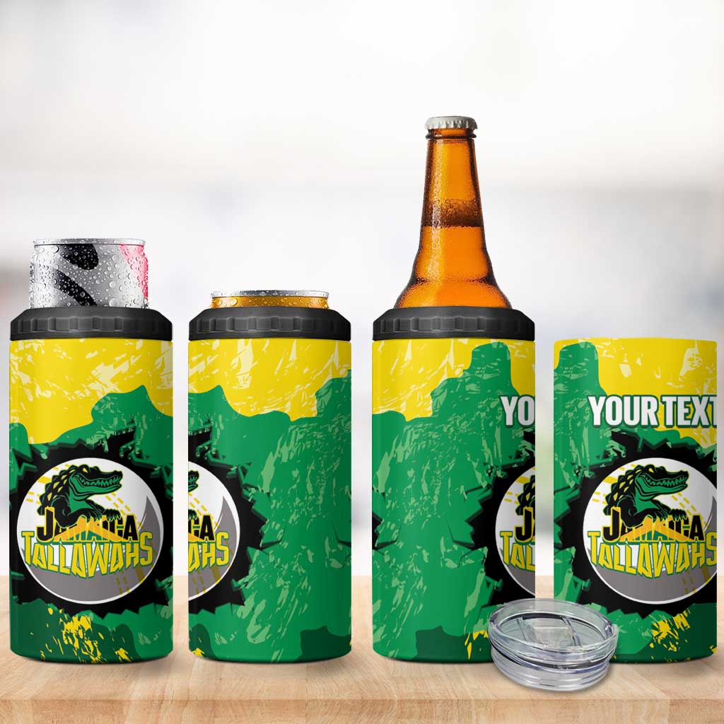 Custom Jamaica Cricket 4 in 1 Can Cooler Tumbler Go Champions Tallawahs Grunge Style
