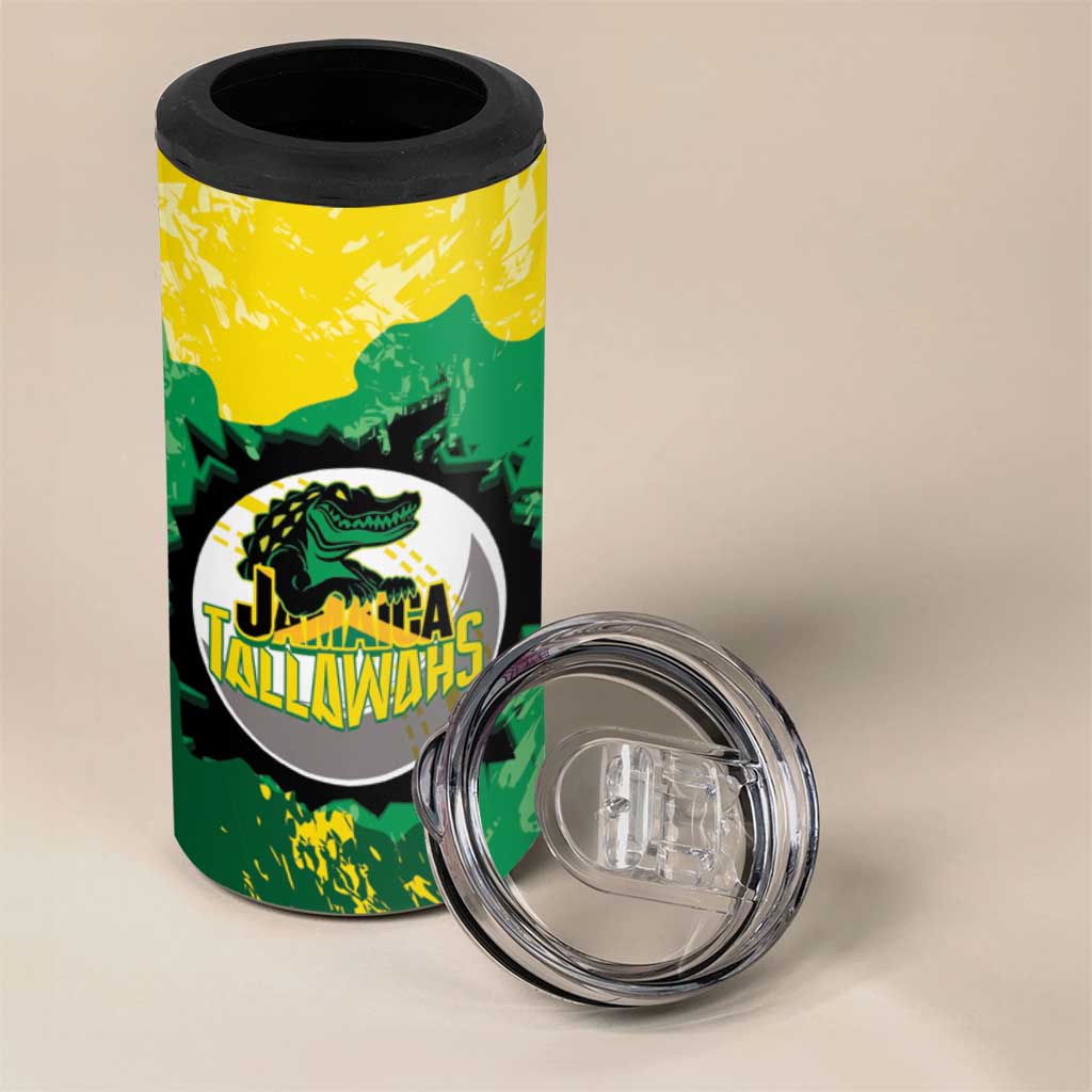 Custom Jamaica Cricket 4 in 1 Can Cooler Tumbler Go Champions Tallawahs Grunge Style