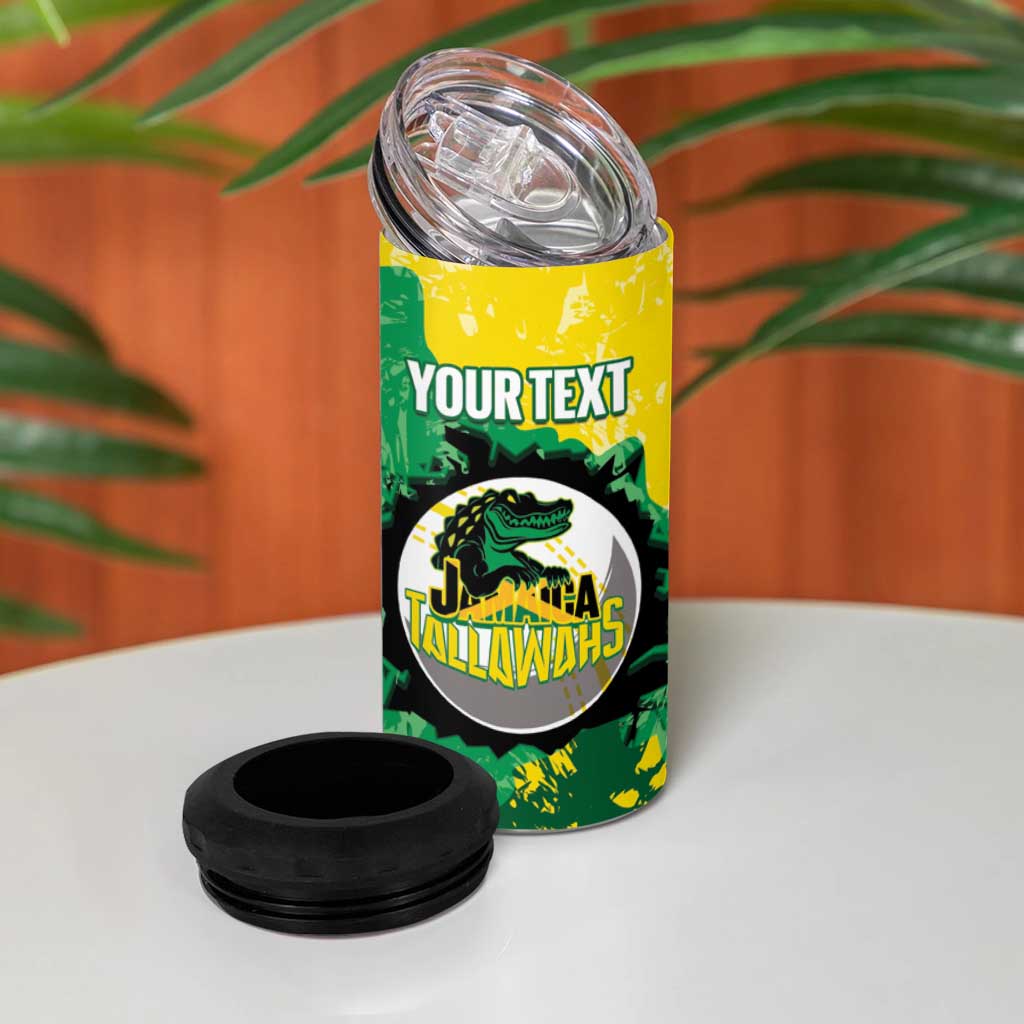 Custom Jamaica Cricket 4 in 1 Can Cooler Tumbler Go Champions Tallawahs Grunge Style