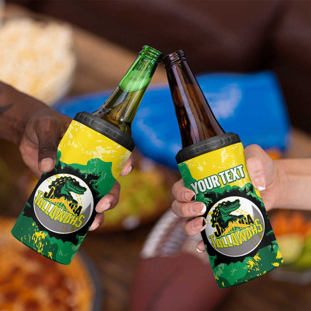Custom Jamaica Cricket 4 in 1 Can Cooler Tumbler Go Champions Tallawahs Grunge Style