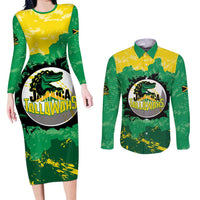 Custom Jamaica Cricket Couples Matching Long Sleeve Bodycon Dress and Long Sleeve Button Shirt Go Champions Tallawahs Grunge Style