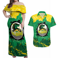 Custom Jamaica Cricket Couples Matching Off Shoulder Maxi Dress and Hawaiian Shirt Go Champions Tallawahs Grunge Style