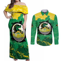 Custom Jamaica Cricket Couples Matching Off Shoulder Maxi Dress and Long Sleeve Button Shirt Go Champions Tallawahs Grunge Style