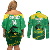 Custom Jamaica Cricket Couples Matching Off Shoulder Short Dress and Long Sleeve Button Shirt Go Champions Tallawahs Grunge Style