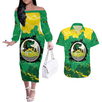 Custom Jamaica Cricket Couples Matching Off The Shoulder Long Sleeve Dress and Hawaiian Shirt Go Champions Tallawahs Grunge Style