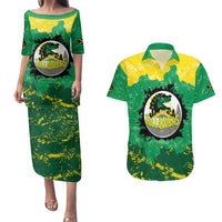 Custom Jamaica Cricket Couples Matching Puletasi and Hawaiian Shirt Go Champions Tallawahs Grunge Style
