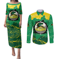 Custom Jamaica Cricket Couples Matching Puletasi and Long Sleeve Button Shirt Go Champions Tallawahs Grunge Style