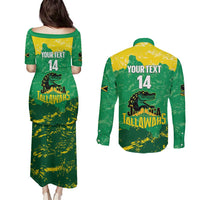 Custom Jamaica Cricket Couples Matching Puletasi and Long Sleeve Button Shirt Go Champions Tallawahs Grunge Style