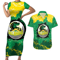Custom Jamaica Cricket Couples Matching Short Sleeve Bodycon Dress and Hawaiian Shirt Go Champions Tallawahs Grunge Style