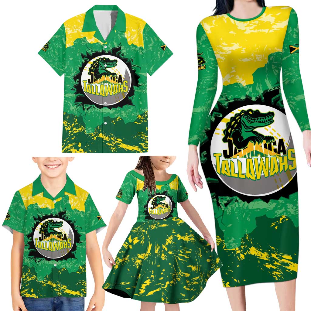 Custom Jamaica Cricket Family Matching Long Sleeve Bodycon Dress and Hawaiian Shirt Go Champions Tallawahs Grunge Style