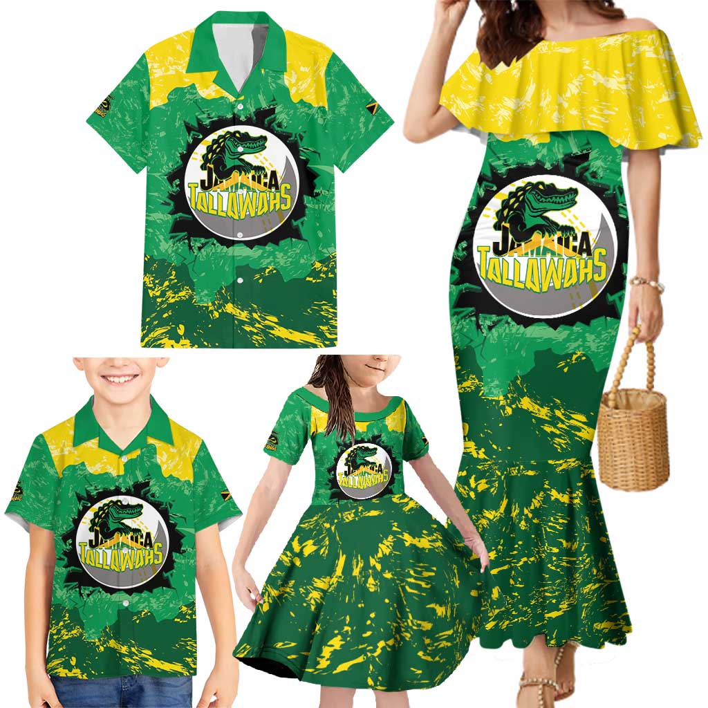 Custom Jamaica Cricket Family Matching Mermaid Dress and Hawaiian Shirt Go Champions Tallawahs Grunge Style