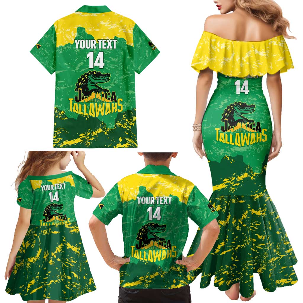 Custom Jamaica Cricket Family Matching Mermaid Dress and Hawaiian Shirt Go Champions Tallawahs Grunge Style