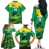 Custom Jamaica Cricket Family Matching Off The Shoulder Long Sleeve Dress and Hawaiian Shirt Go Champions Tallawahs Grunge Style