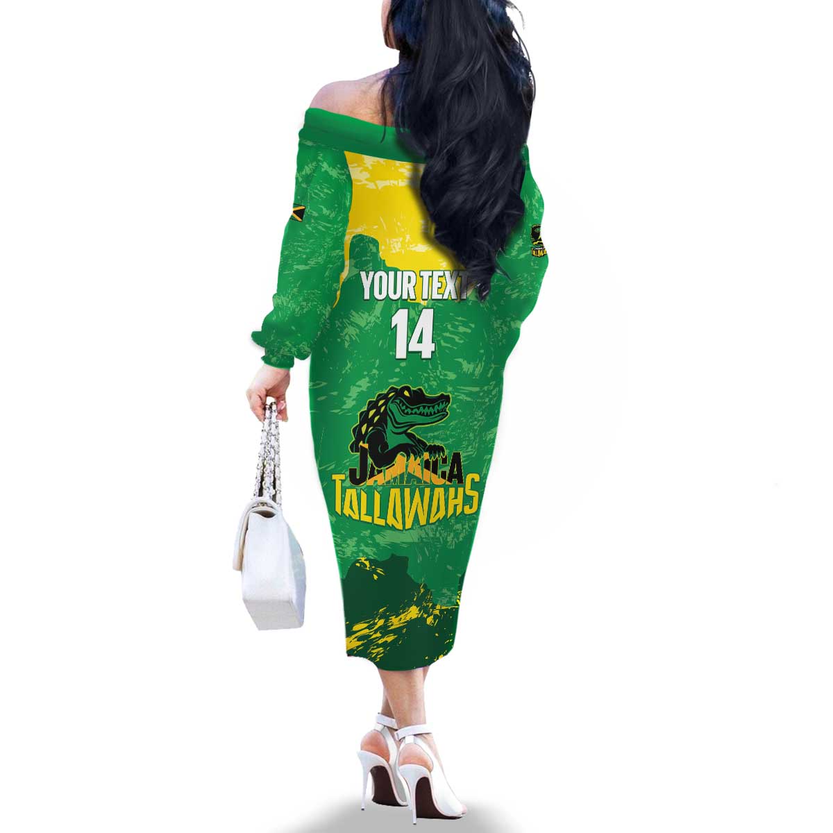 Custom Jamaica Cricket Family Matching Off The Shoulder Long Sleeve Dress and Hawaiian Shirt Go Champions Tallawahs Grunge Style