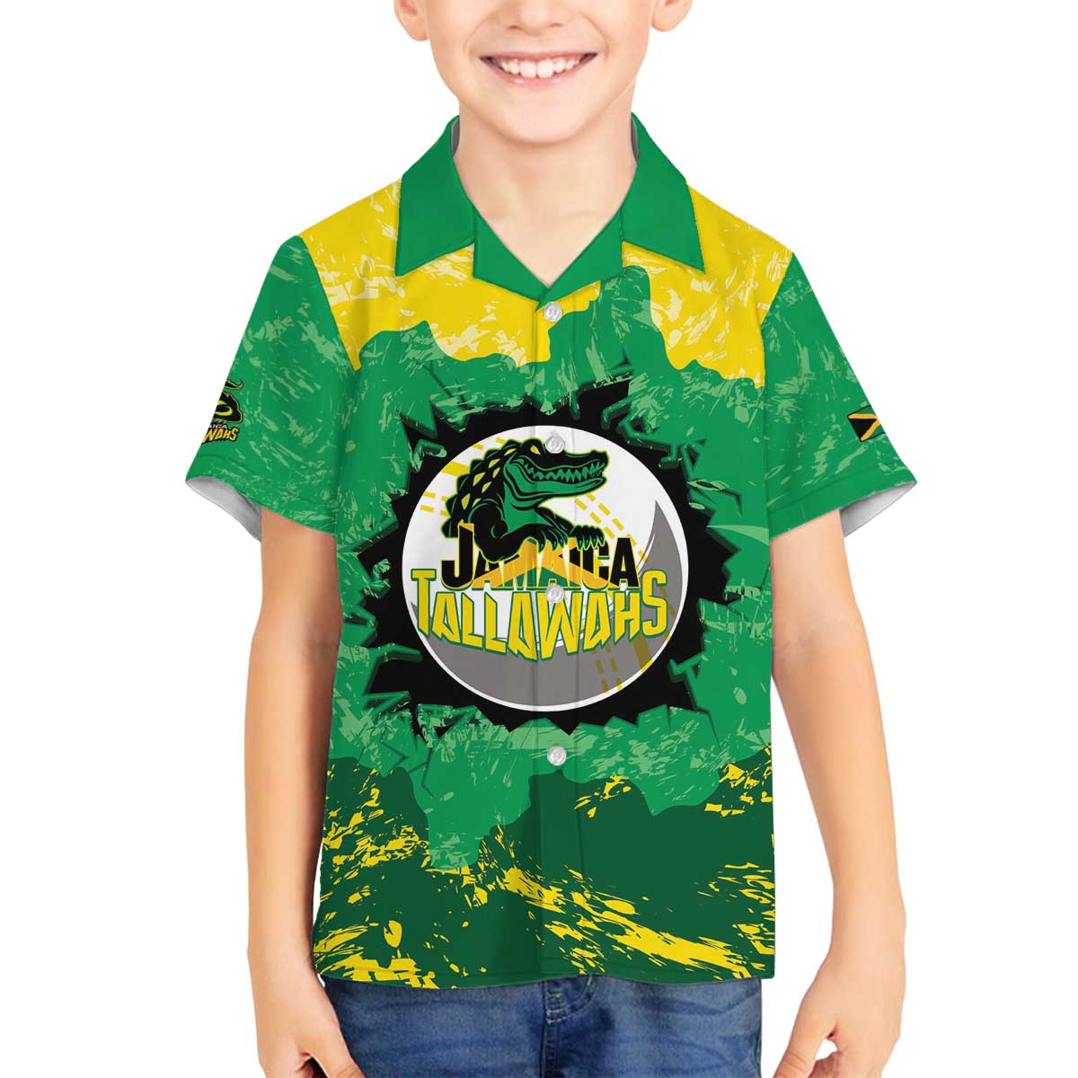 Custom Jamaica Cricket Family Matching Off The Shoulder Long Sleeve Dress and Hawaiian Shirt Go Champions Tallawahs Grunge Style
