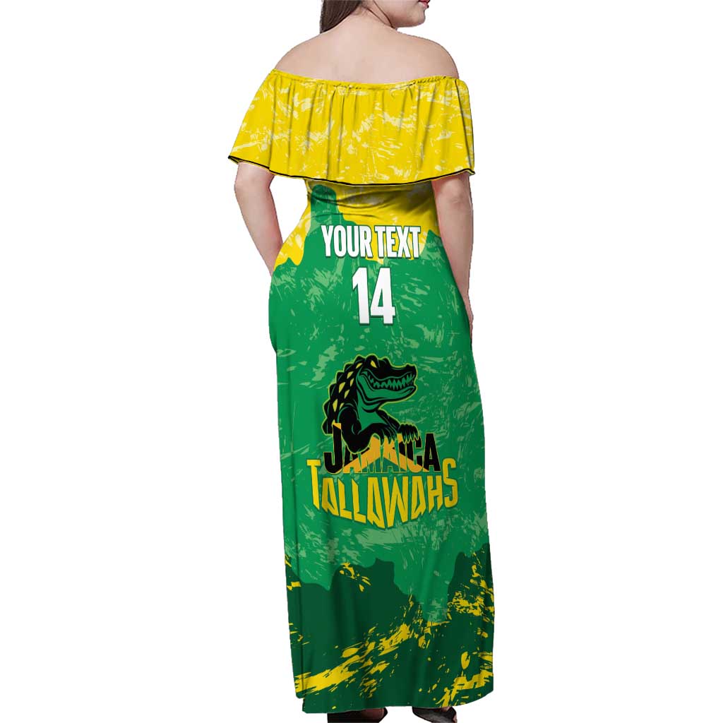 Custom Jamaica Cricket Family Matching Off Shoulder Maxi Dress and Hawaiian Shirt Go Champions Tallawahs Grunge Style