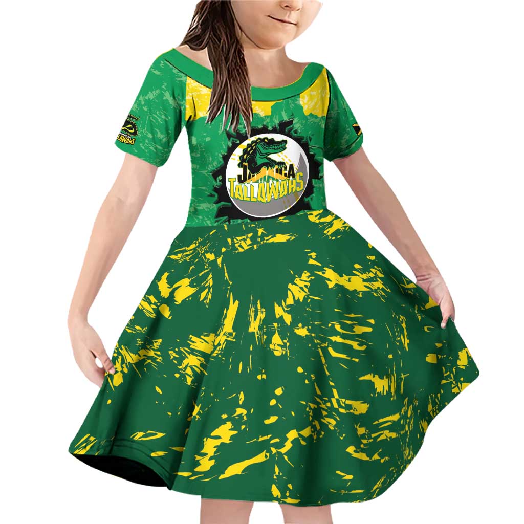 Custom Jamaica Cricket Family Matching Off Shoulder Short Dress and Hawaiian Shirt Go Champions Tallawahs Grunge Style