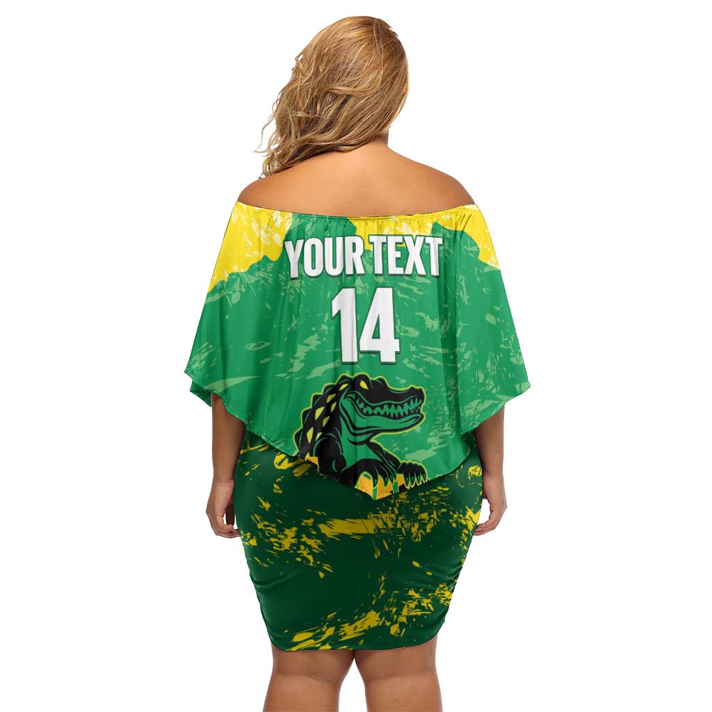 Custom Jamaica Cricket Family Matching Off Shoulder Short Dress and Hawaiian Shirt Go Champions Tallawahs Grunge Style