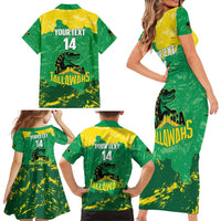 Custom Jamaica Cricket Family Matching Short Sleeve Bodycon Dress and Hawaiian Shirt Go Champions Tallawahs Grunge Style