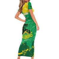 Custom Jamaica Cricket Family Matching Short Sleeve Bodycon Dress and Hawaiian Shirt Go Champions Tallawahs Grunge Style