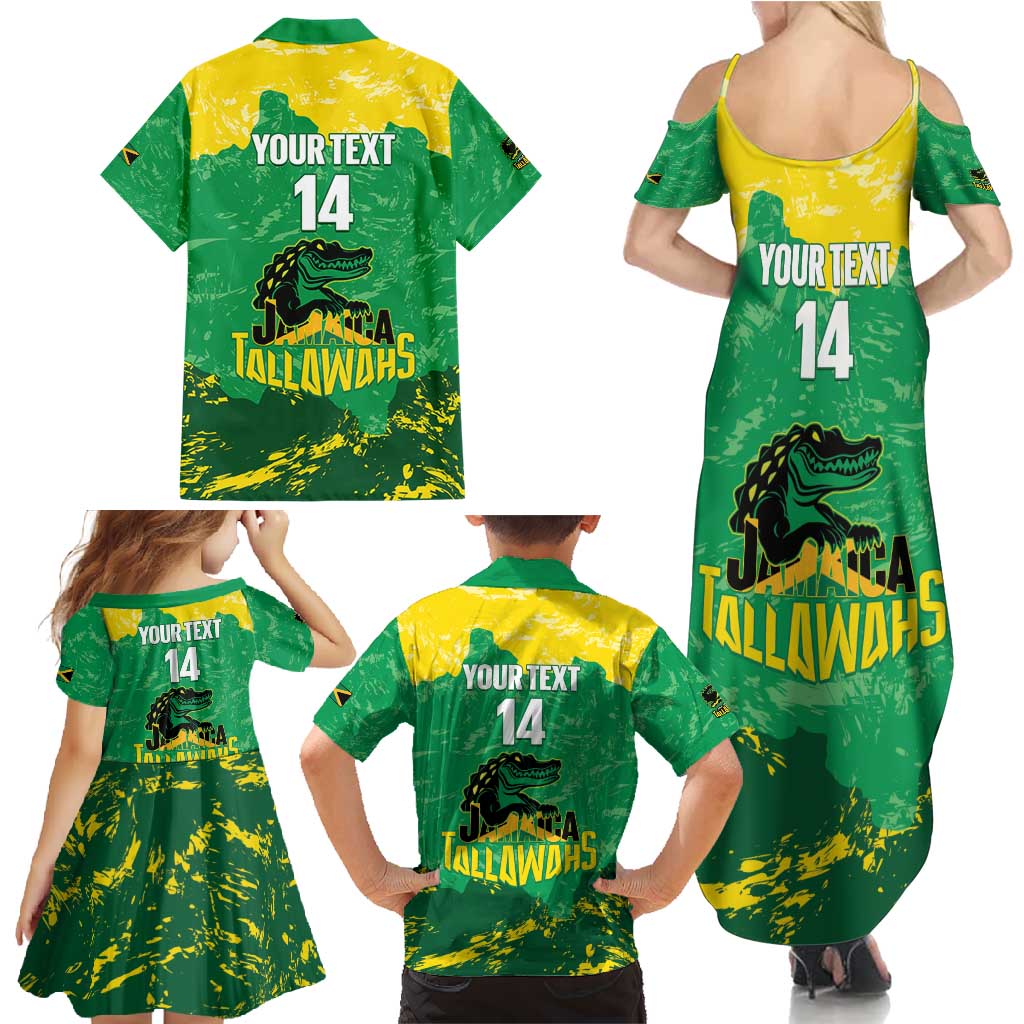 Custom Jamaica Cricket Family Matching Summer Maxi Dress and Hawaiian Shirt Go Champions Tallawahs Grunge Style