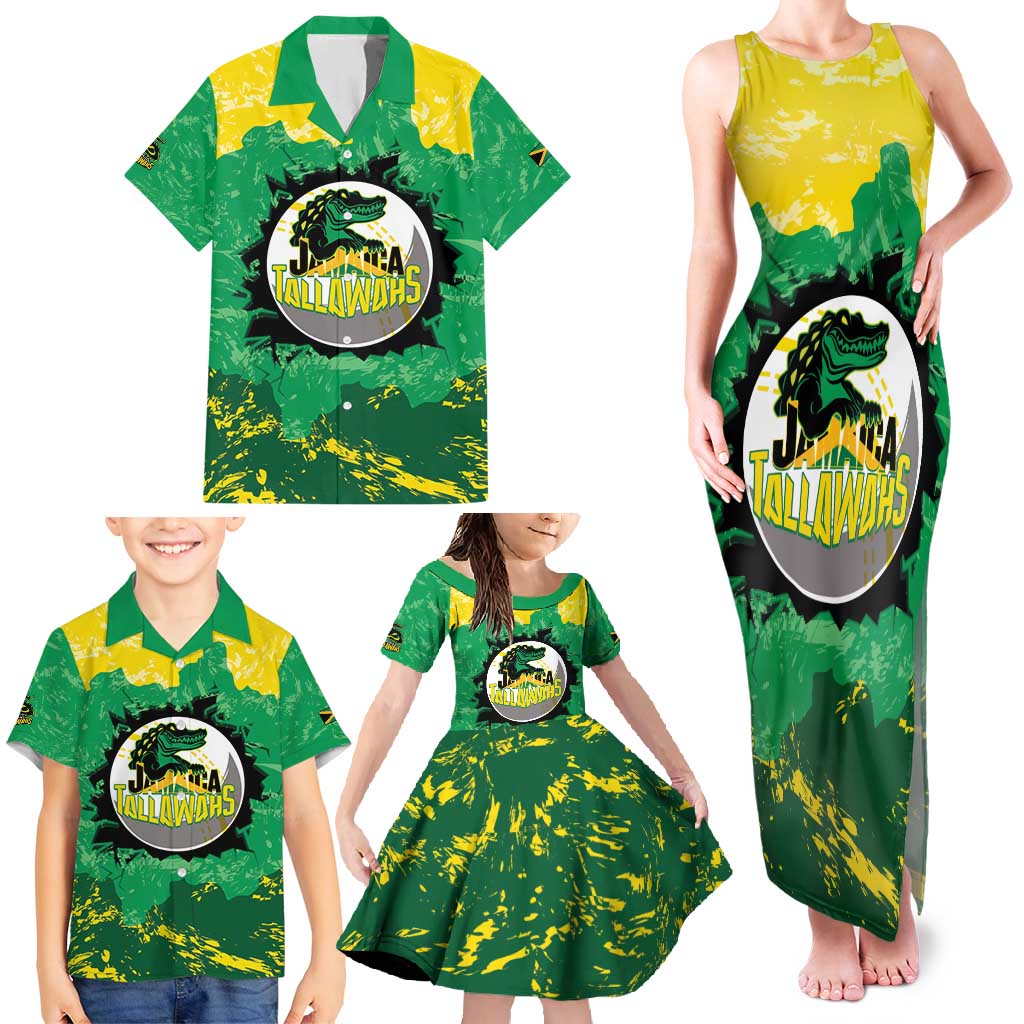 Custom Jamaica Cricket Family Matching Tank Maxi Dress and Hawaiian Shirt Go Champions Tallawahs Grunge Style