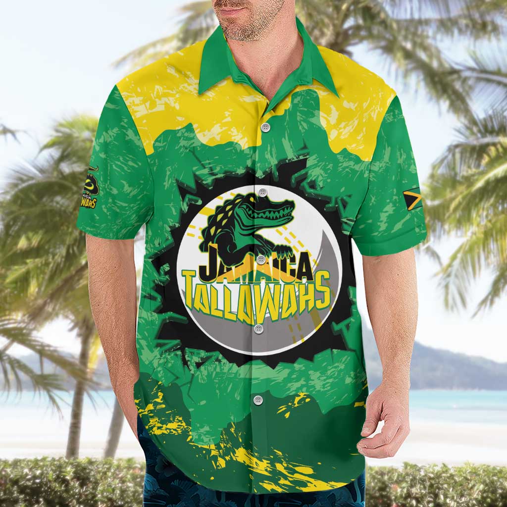 Custom Jamaica Cricket Hawaiian Shirt Go Champions Tallawahs Grunge Style