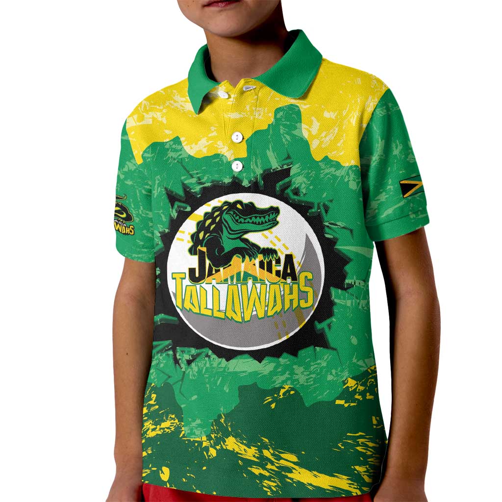 Custom Jamaica Cricket Kid Polo Shirt Go Champions Tallawahs Grunge Style