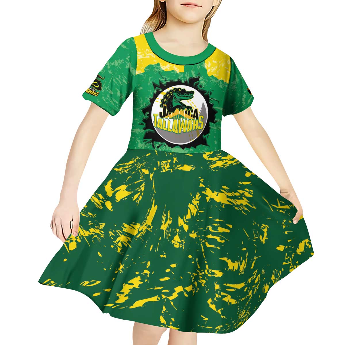 Custom Jamaica Cricket Kid Short Sleeve Dress Go Champions Tallawahs Grunge Style