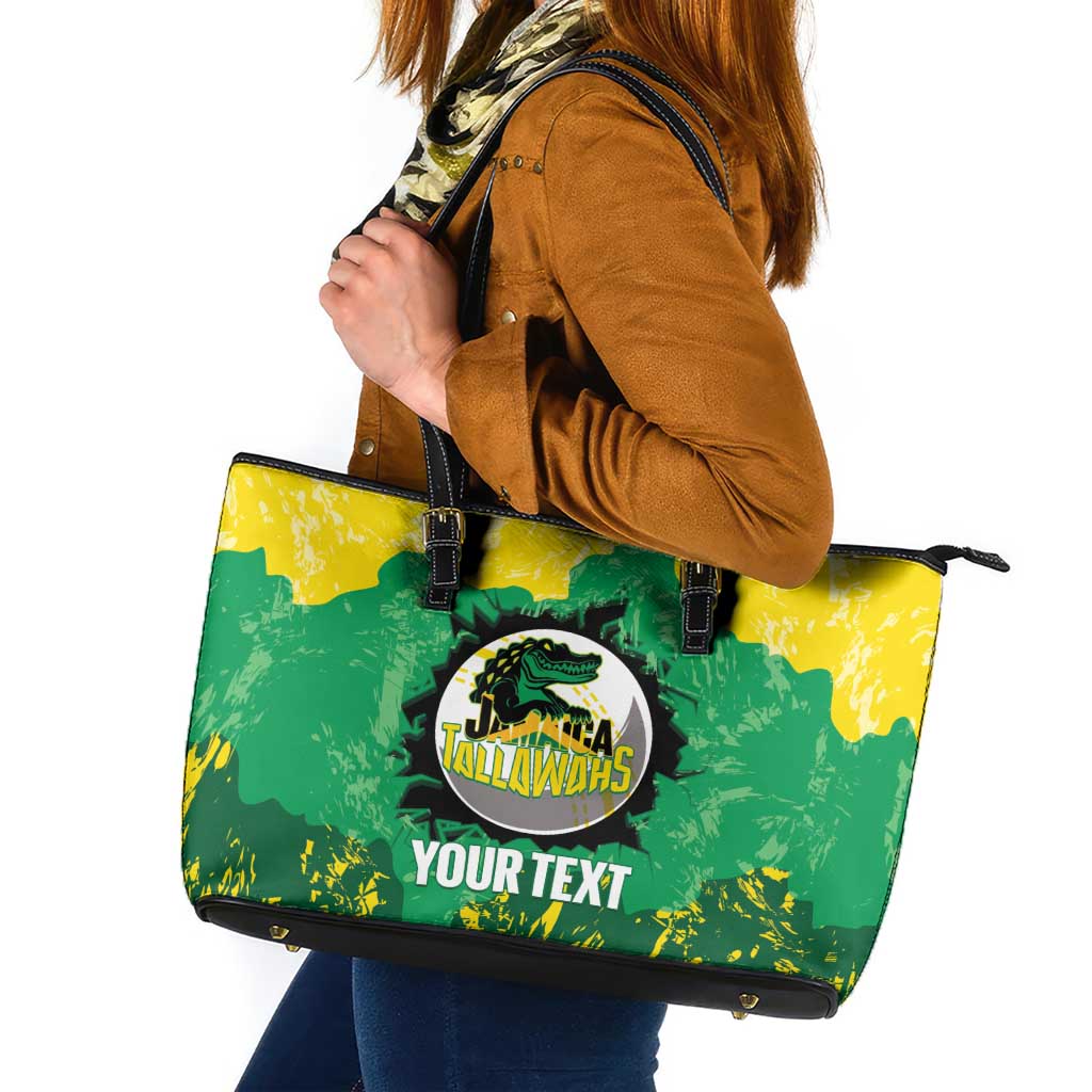 Custom Jamaica Cricket Leather Tote Bag Go Champions Tallawahs Grunge Style