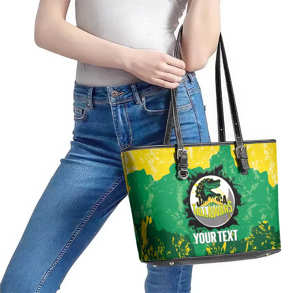 Custom Jamaica Cricket Leather Tote Bag Go Champions Tallawahs Grunge Style