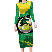 Custom Jamaica Cricket Long Sleeve Bodycon Dress Go Champions Tallawahs Grunge Style