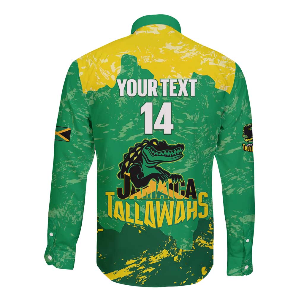 Custom Jamaica Cricket Long Sleeve Button Shirt Go Champions Tallawahs Grunge Style
