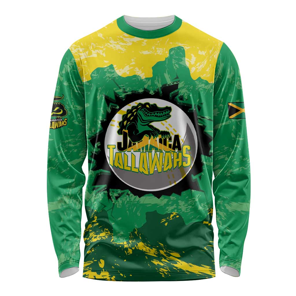 Custom Jamaica Cricket Long Sleeve Shirt Go Champions Tallawahs Grunge Style