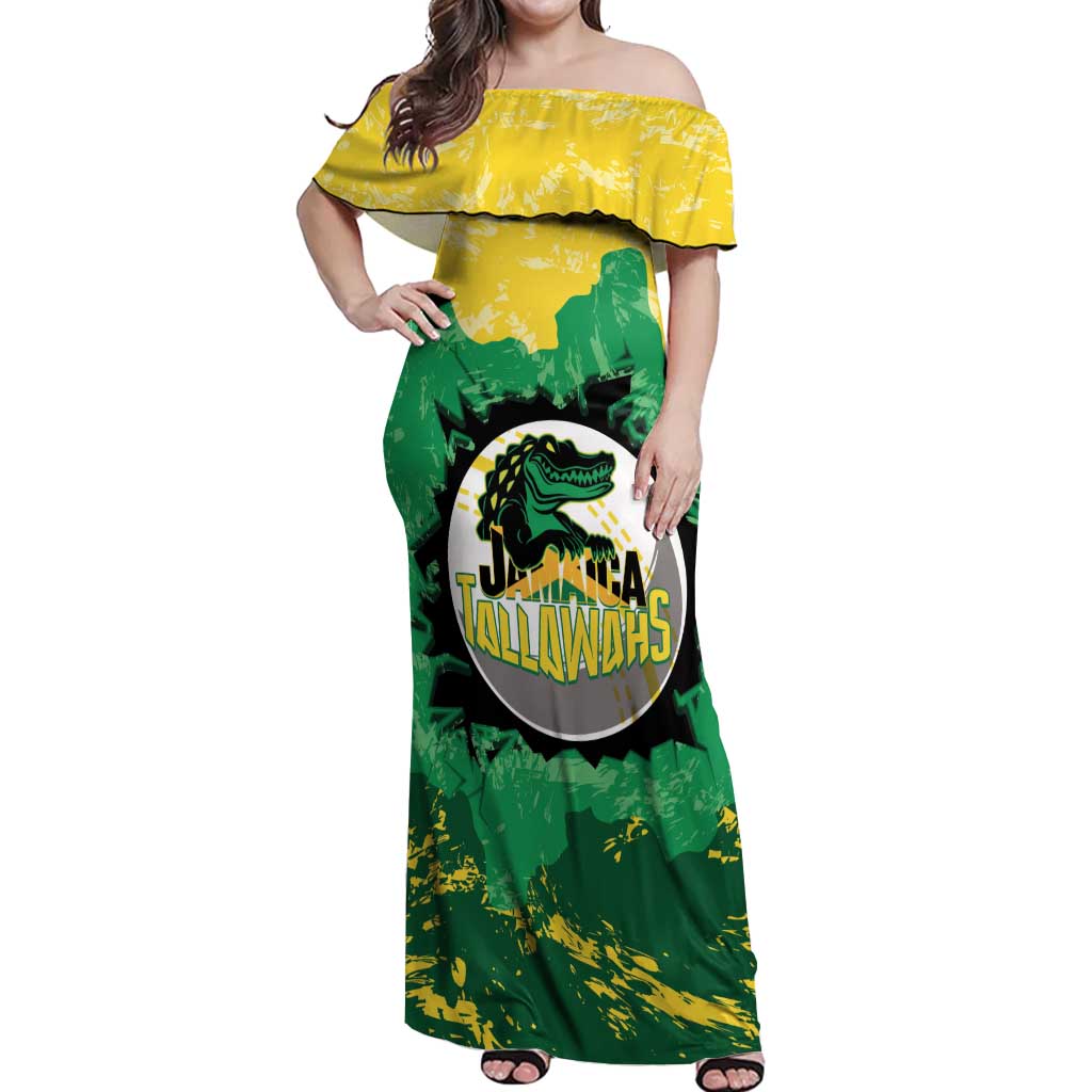Custom Jamaica Cricket Off Shoulder Maxi Dress Go Champions Tallawahs Grunge Style