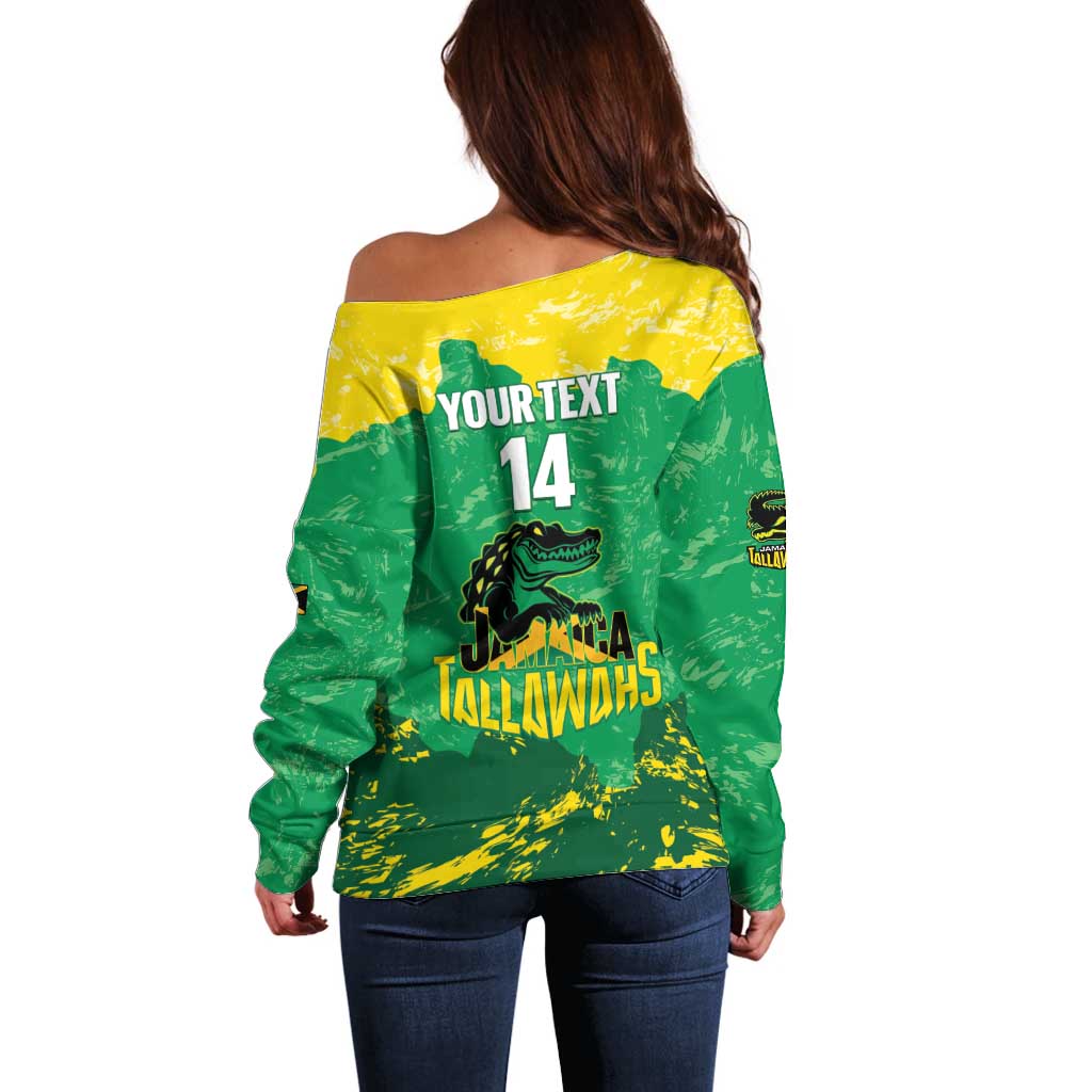 Custom Jamaica Cricket Off Shoulder Sweater Go Champions Tallawahs Grunge Style