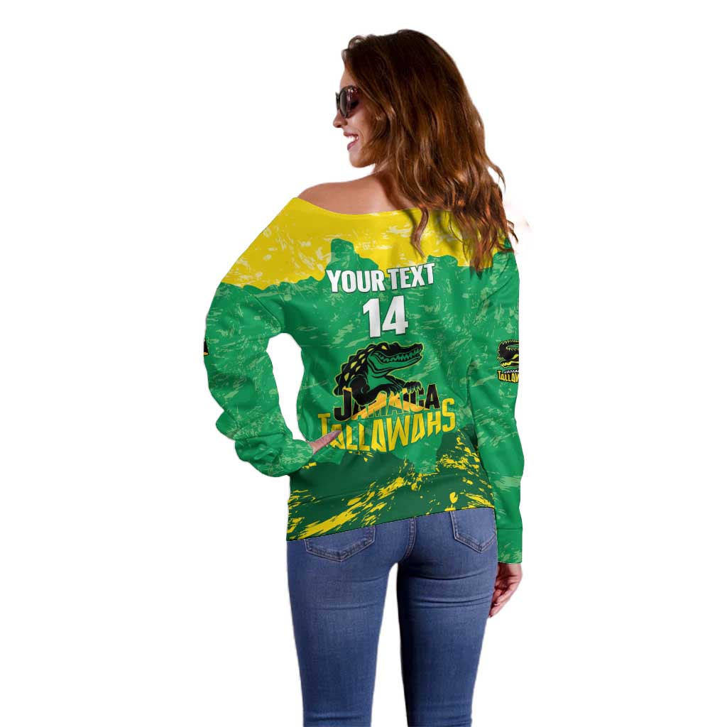 Custom Jamaica Cricket Off Shoulder Sweater Go Champions Tallawahs Grunge Style